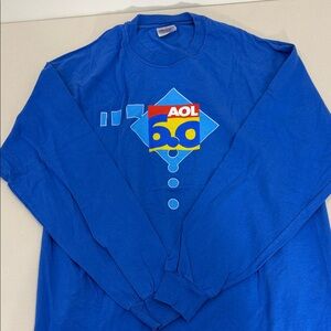 Blue AOL 60 Long Sleeve Shirt Vintage